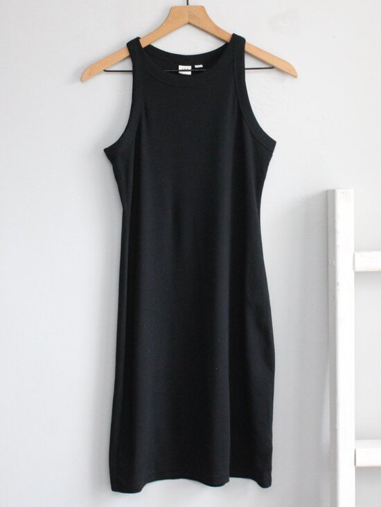 GAP Dresses & Skirts - Gap Women's Black Softspun Sleeveless Tank Crew Fitted Midi Dress sz XS Petite